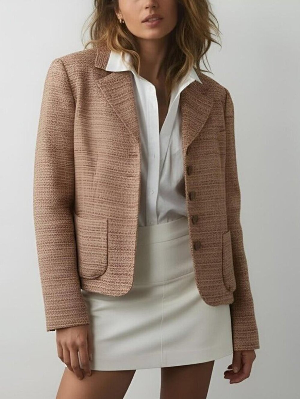 NWT Anne Klein Cropped Tweed Fall Blazer Multi Sz.6
